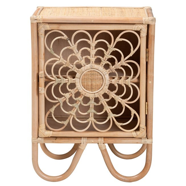 Acelin Modern Bohemian Natural Brown Rattan Nightstand, , alternate image number 2