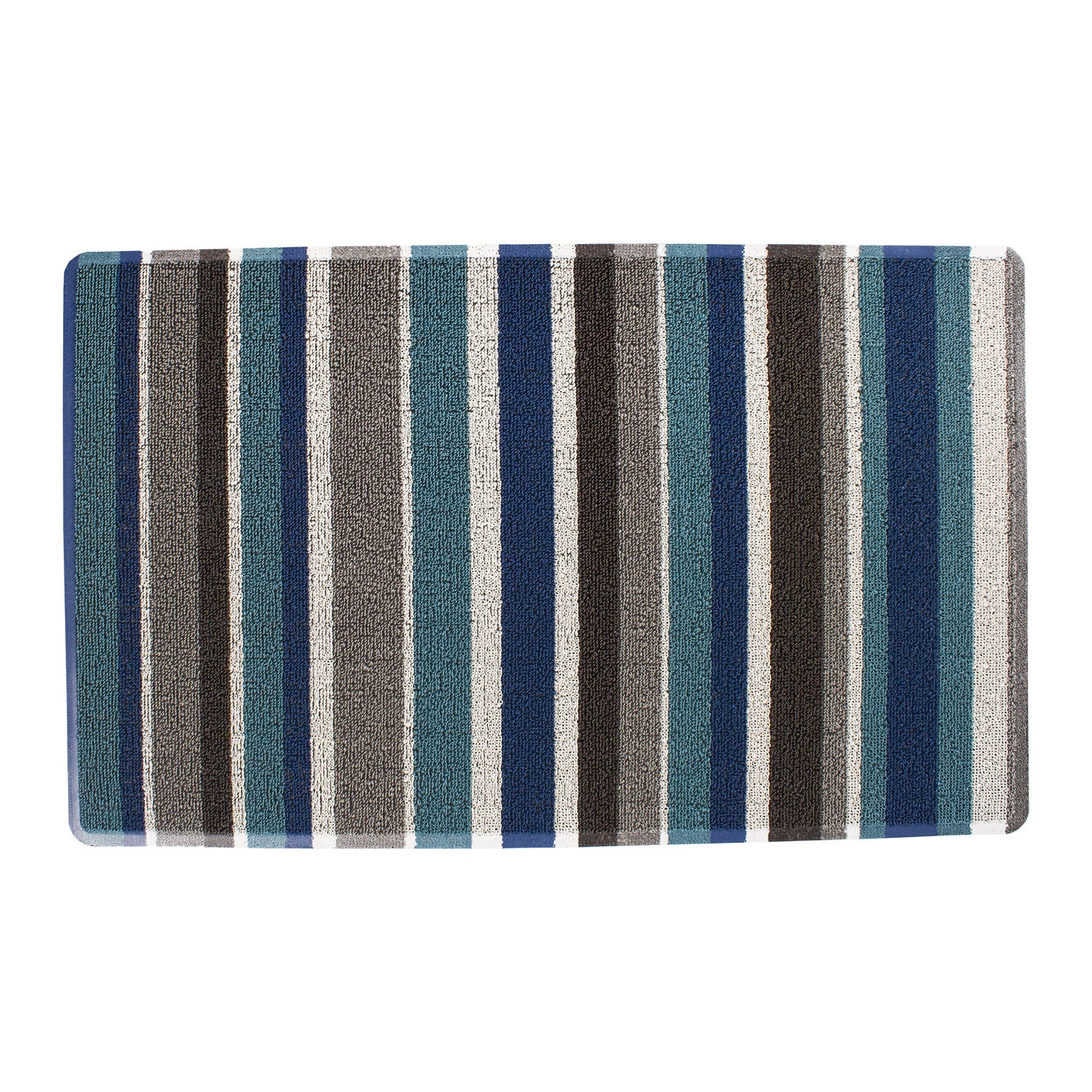 Striped Tufted Indoor Outdoor Floor Mat Floor Mat, BLUE, hi-res image number 0