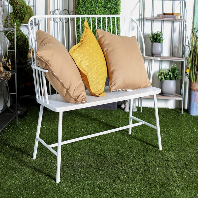 White Metal Farmhouse Bench, , alternate image number 6