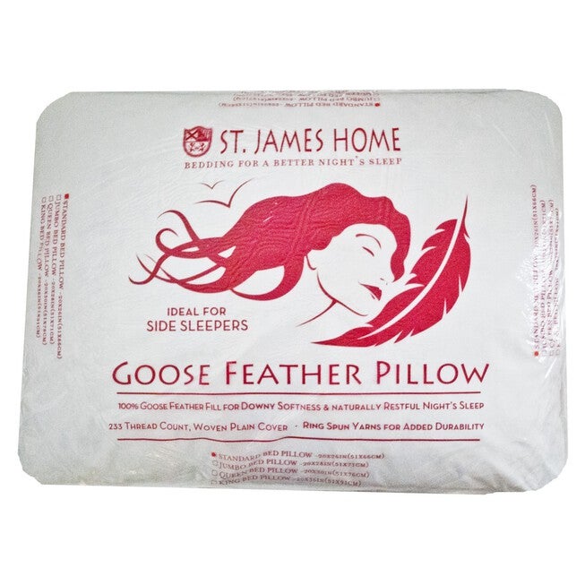 233 Thread Count White Goose Feather Pillow Twin Pack, , alternate image number 4
