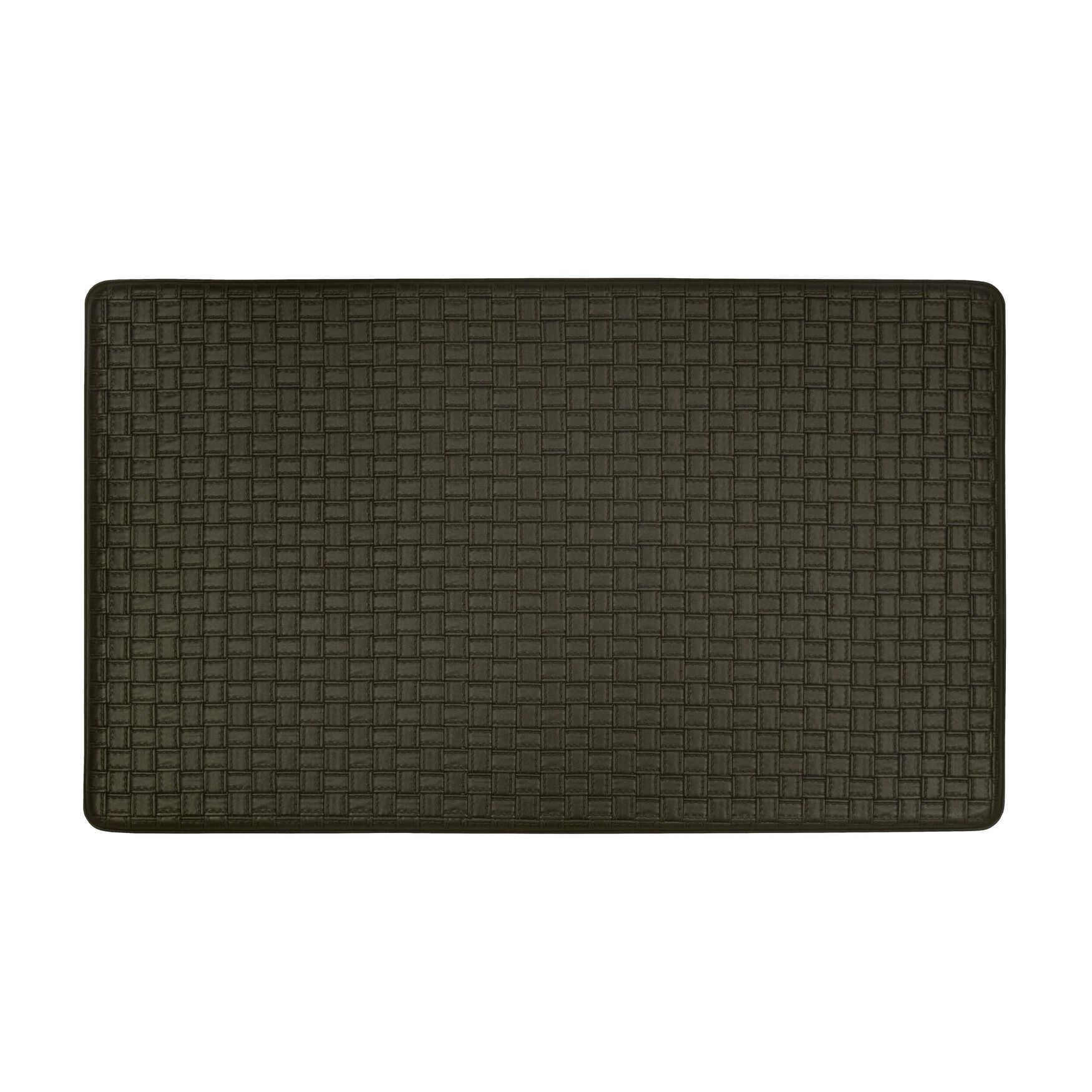 Woven Embossed Faux Leather Anti Fatigue Mat, ESPRESSO, hi-res image number 0