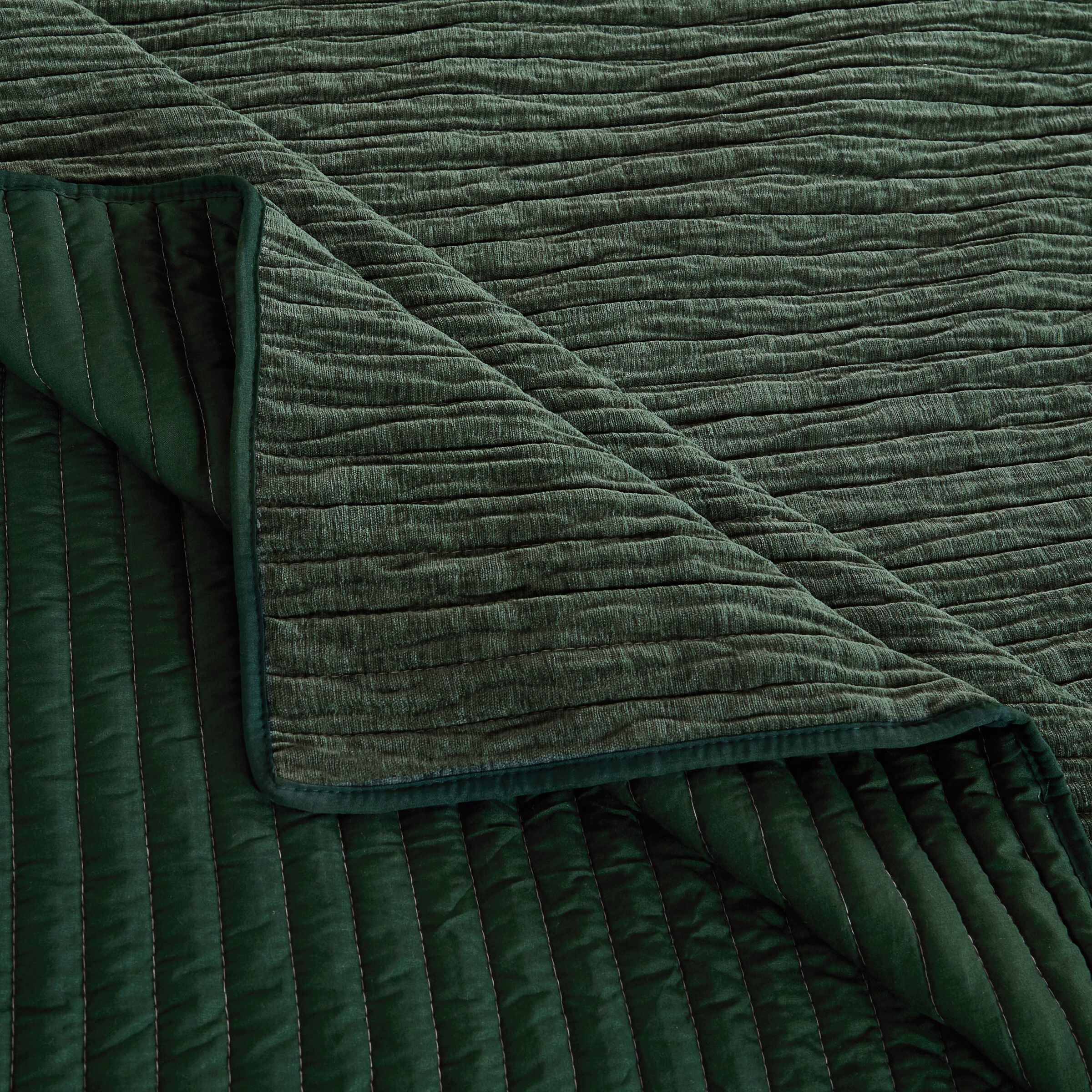 Velvet Crush Textured Finely Stitched Quilt Set, FOREST, alternate image number 3