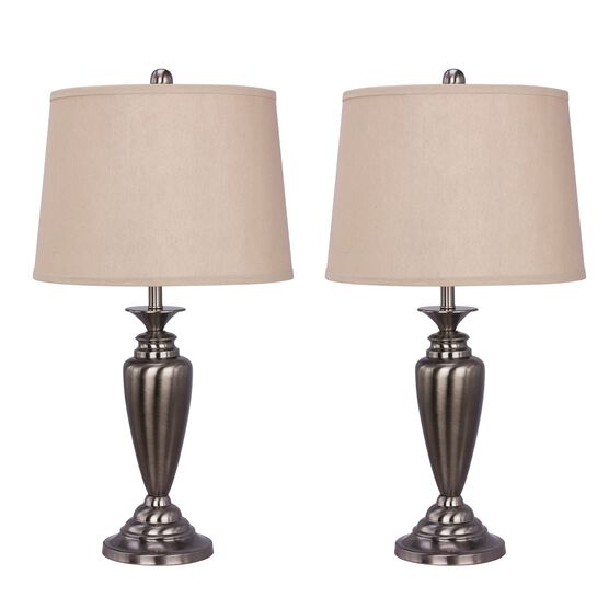 Plated Brushed Black Nickel Metal 26.5" Table Lamp, Set 2, NICKEL, hi-res image number null