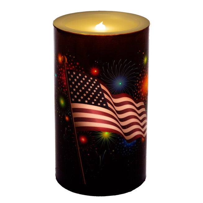 Patriotic Fiber Optic & LED Candle, MULTI, hi-res image number null