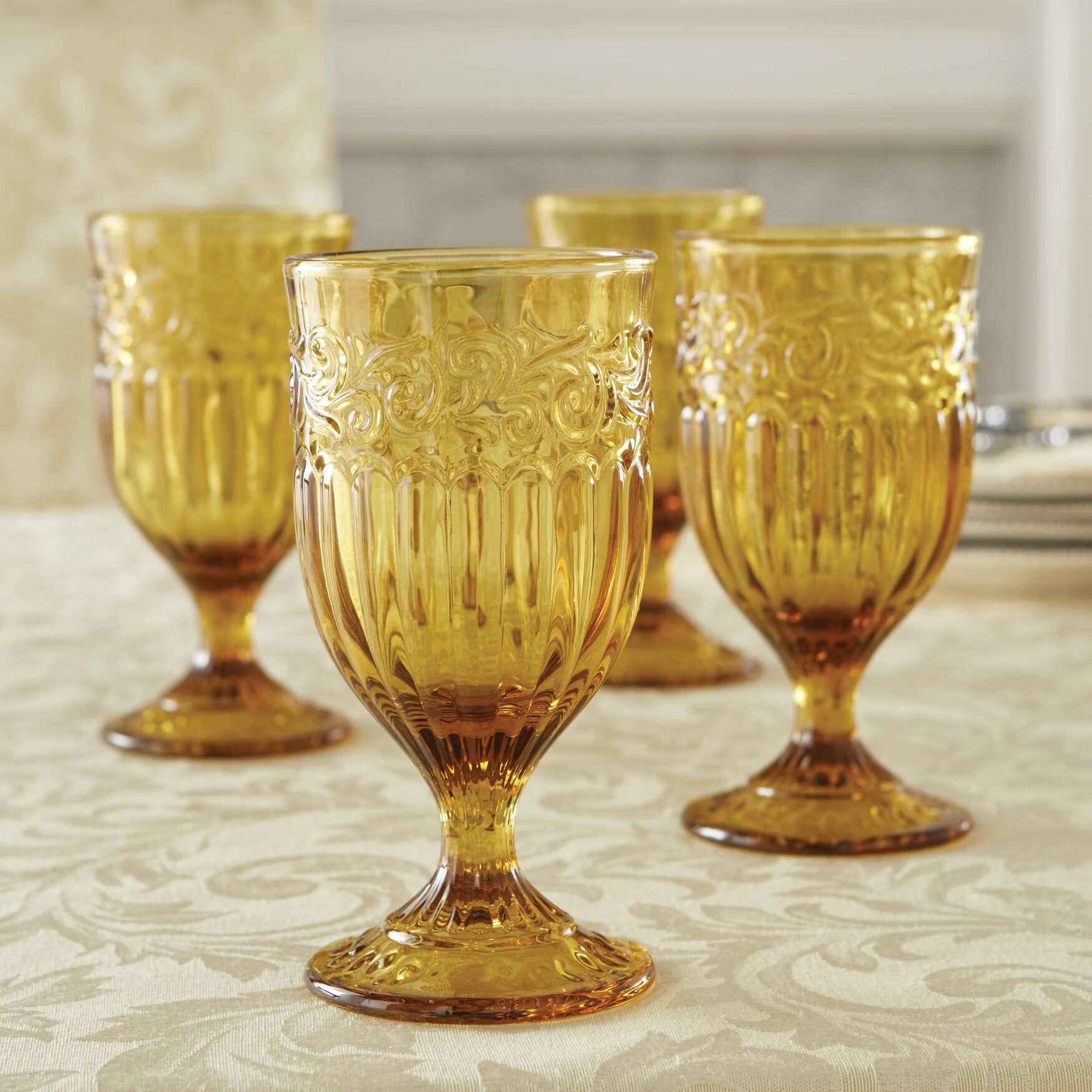 4-Pc. Amber Goblets Set
