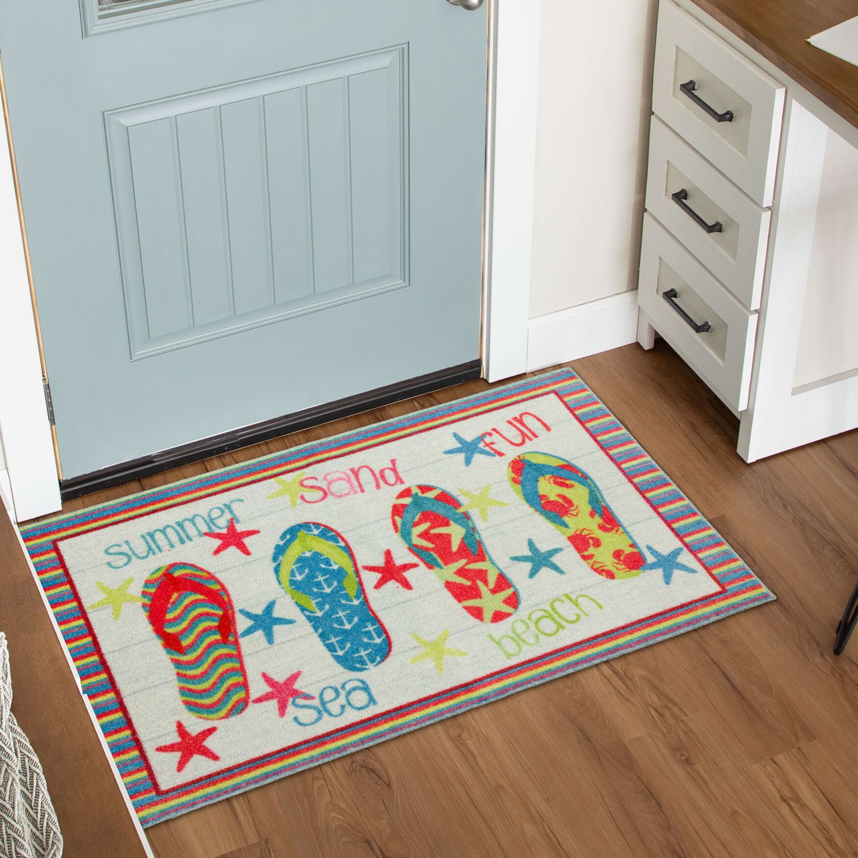 Boardwalk Flip Flops Multi Kitchen Rug, , alternate image number 5