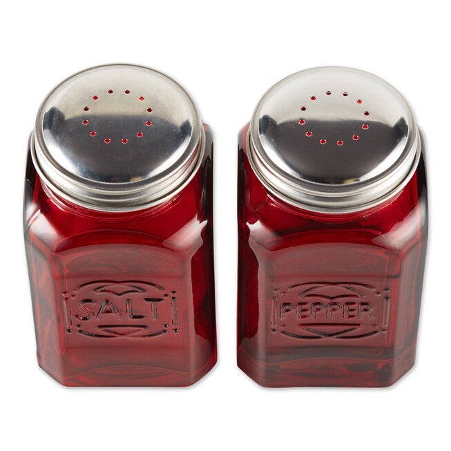 Retro Glass Salt & Pepper Set - Red, , on-hover image number 1