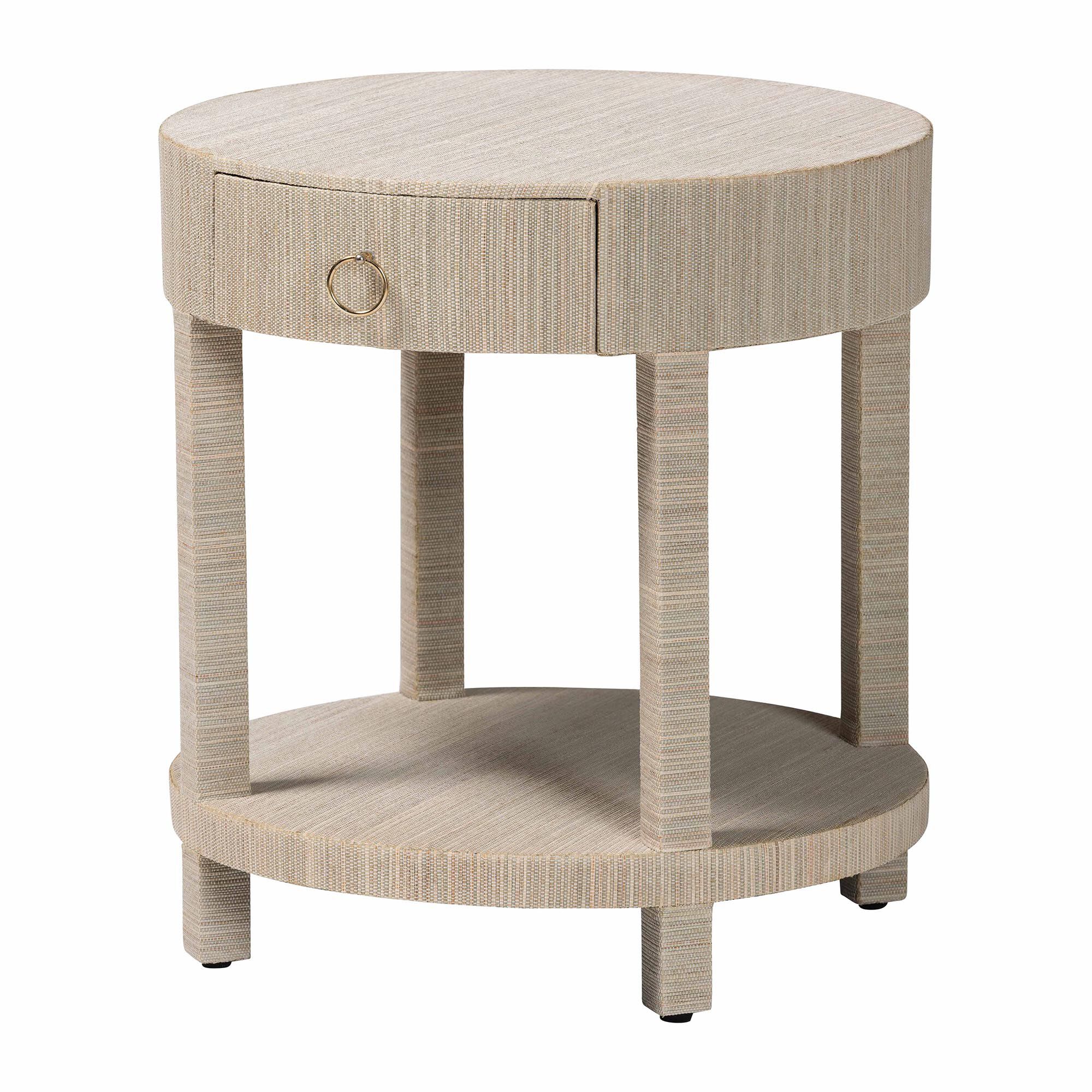 Sadia Bohemian Woven Natural Grasscloth 1-Drawer Nightstand, NATURAL, alternate image number 1