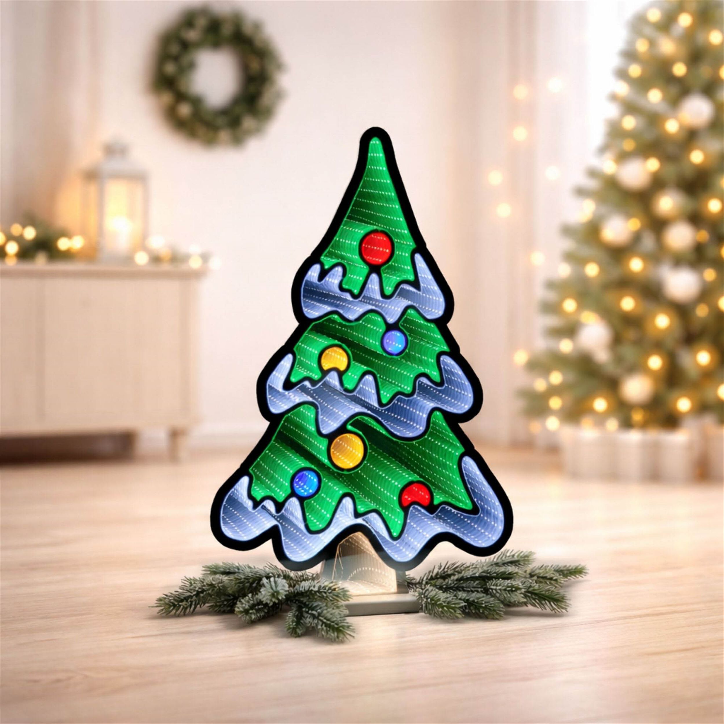 Snowy Christmas Tree Ekkolight 23.5 inchesH, MULTICOLOR, alternate image number 1
