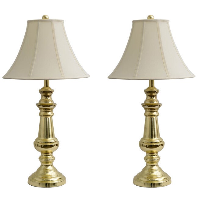 1 (Pair) Touch Control Polished Brass Table Lamps, POLISHED BRASS, hi-res image number null