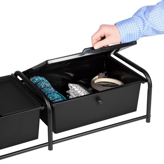Metal Frame Underbed Storage With Lids, Black, 2-Drawer, , alternate image number null