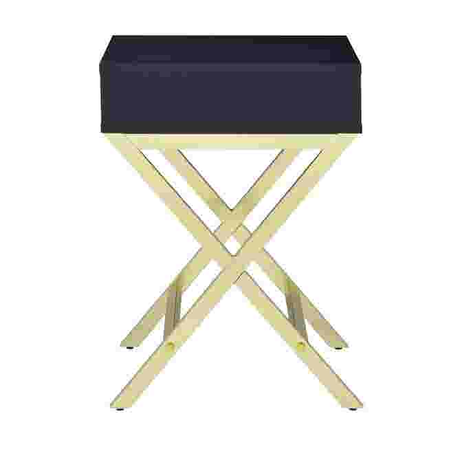 Navy top and gold X-frame base from back