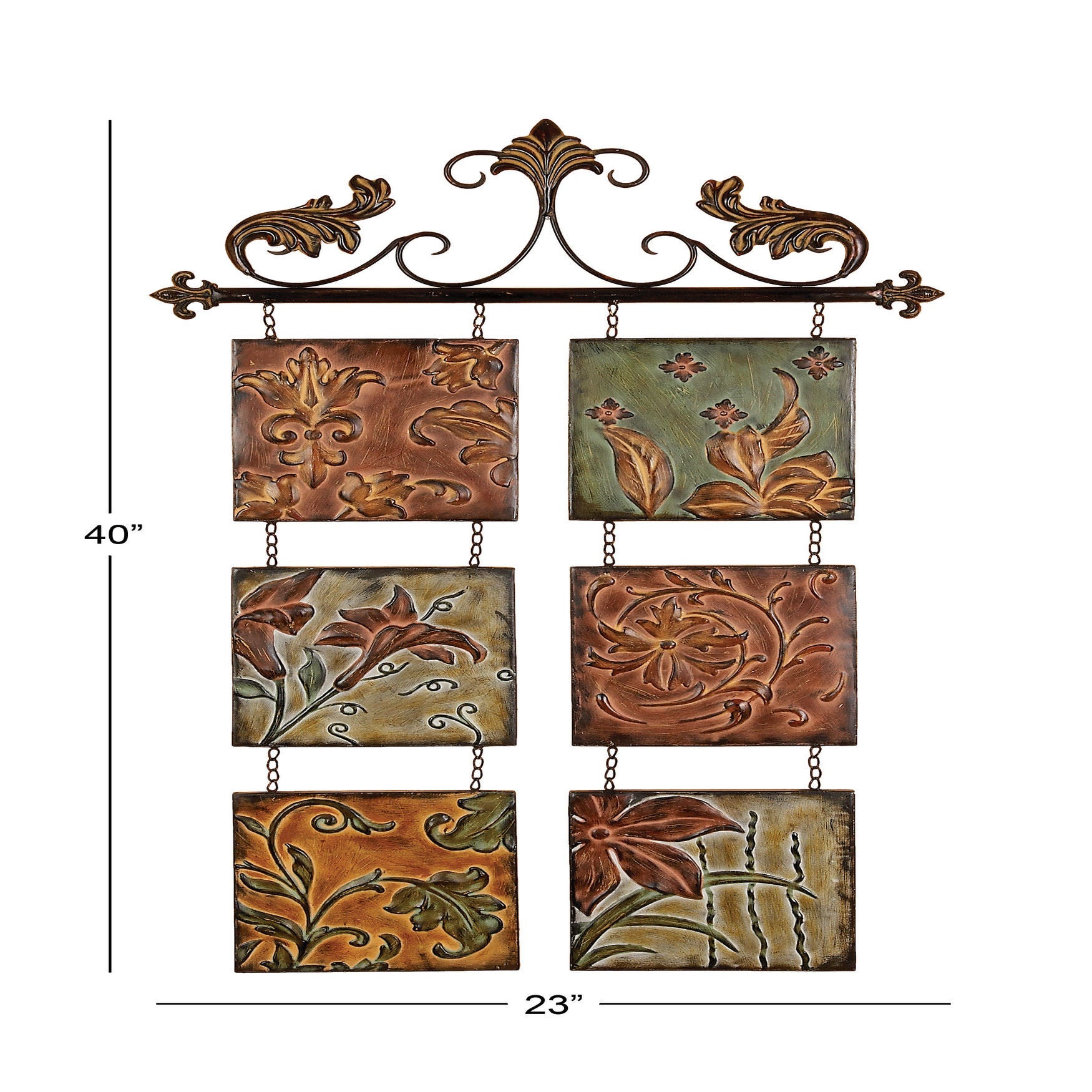 Brown Metal Traditional Floral Wall Decor, , alternate image number 7