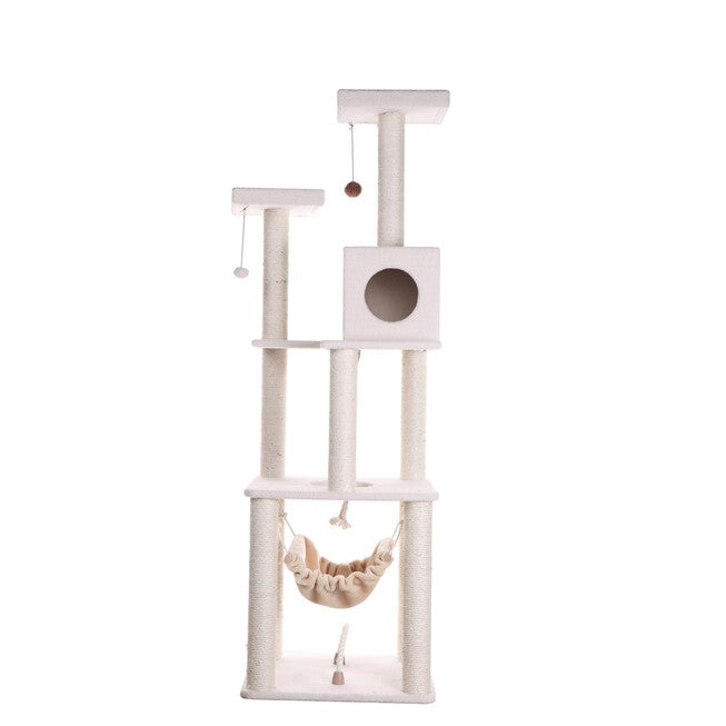 Classic 73 inches Real Wood Cat Tree Four Levels With Swing, Hammock, Condo, Perch, , alternate image number null