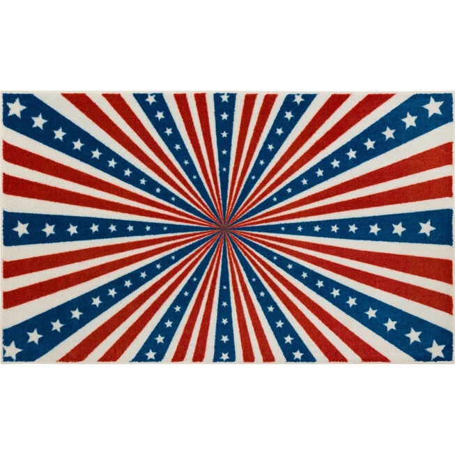 American Stripes Blue Kitchen Rug, BLUE, hi-res image number 0