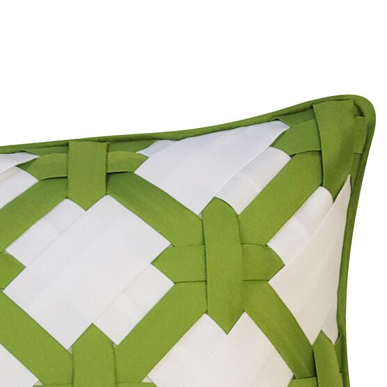 Edie @ Home Indoor/Outdoor 2-Tone Intricate Woven Decorative Throw Pillow 18X18, Leaf/White, , alternate image number null