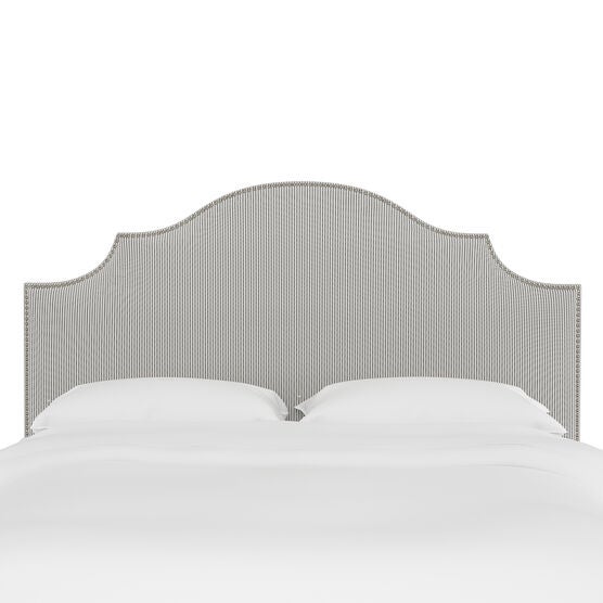 Stripe Nail Button Notched Headboard, OXFORD STRIPE CHARCOAL, hi-res image number null