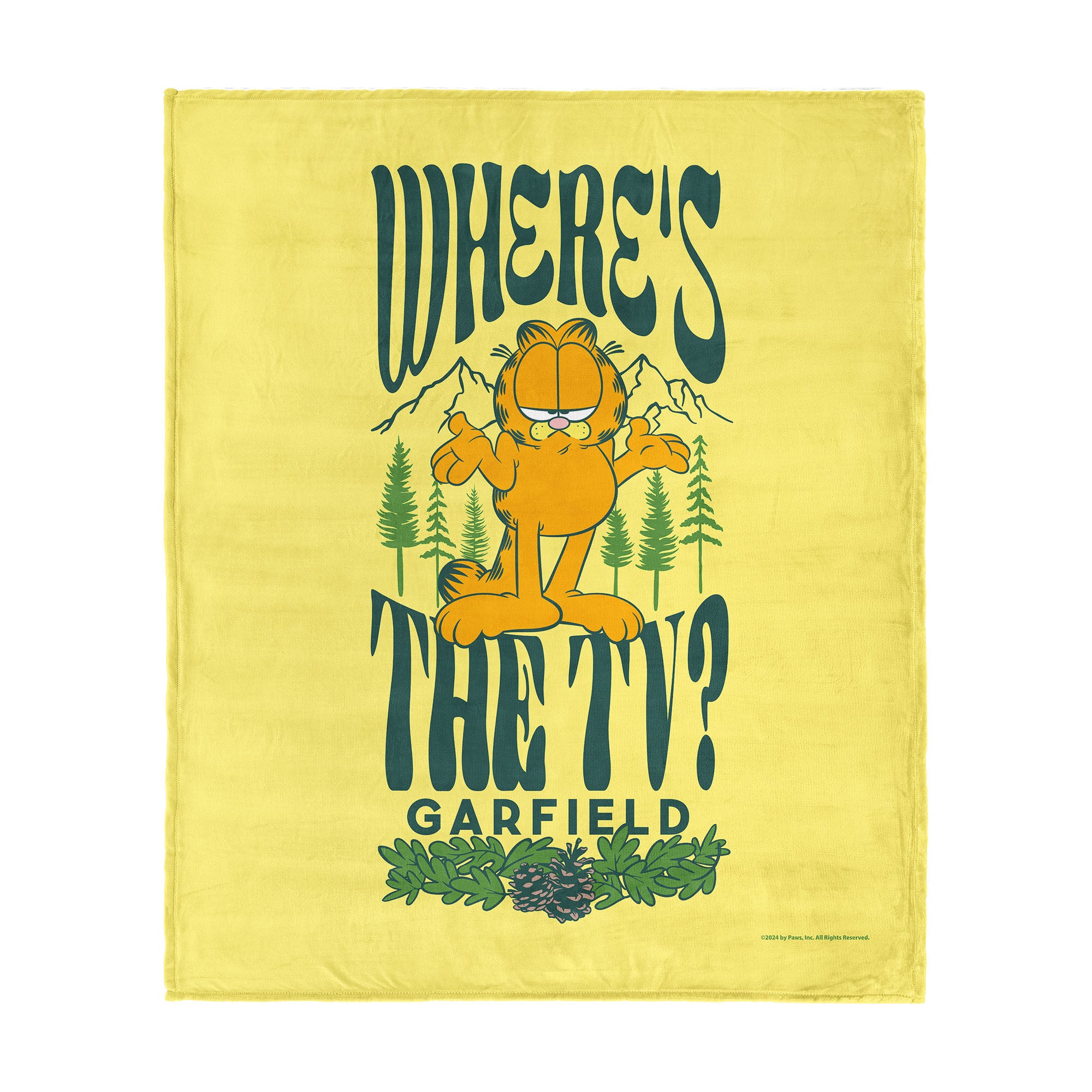 Nickelodeon Garfield Where's the TV Silk Touch Throw Blanket 50x60 Inches, YELLOW, hi-res image number 0
