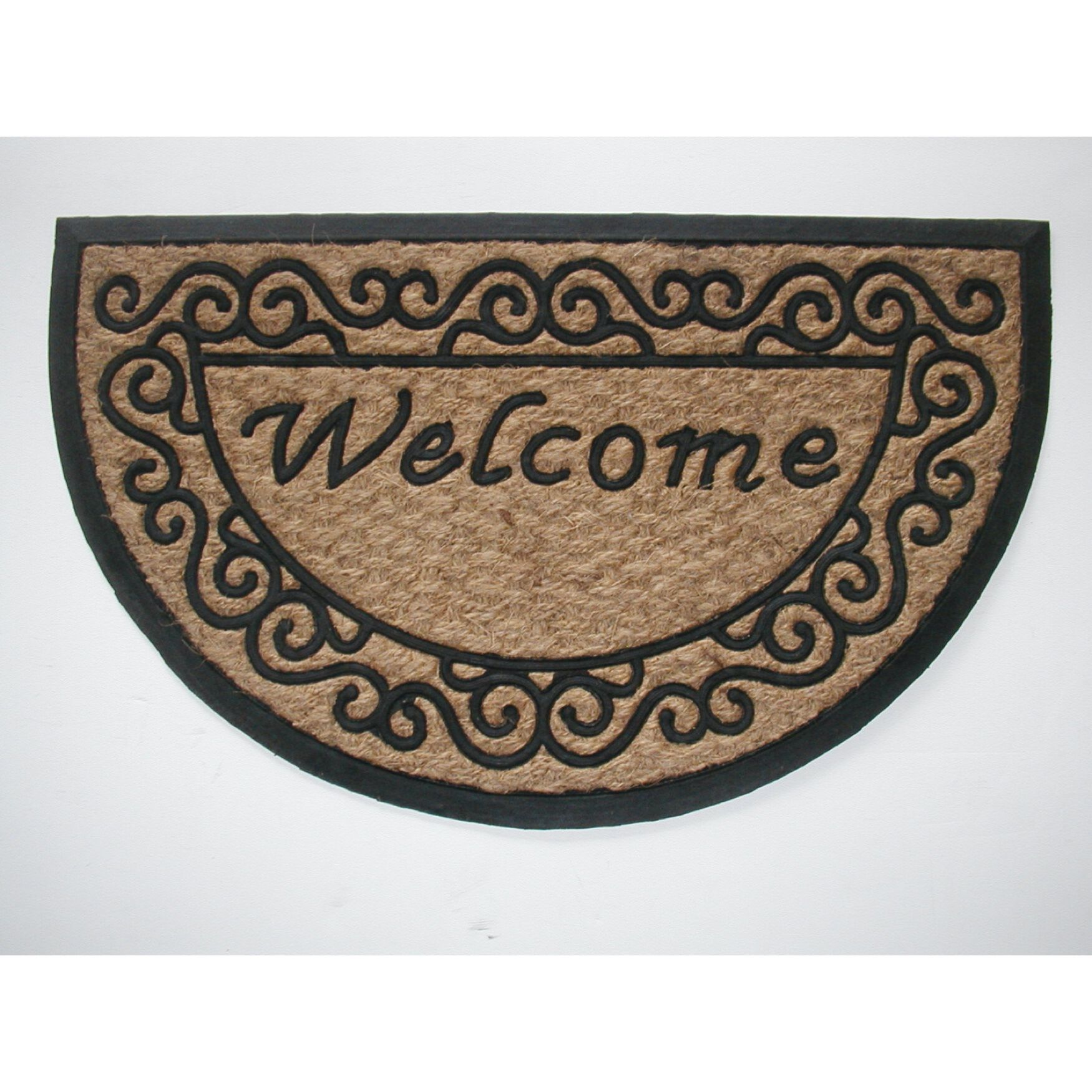 Welcome Scroll Hr Flat Weave Coir Mat With Rubber Backing Floor Coverings, MULTI, hi-res image number 0