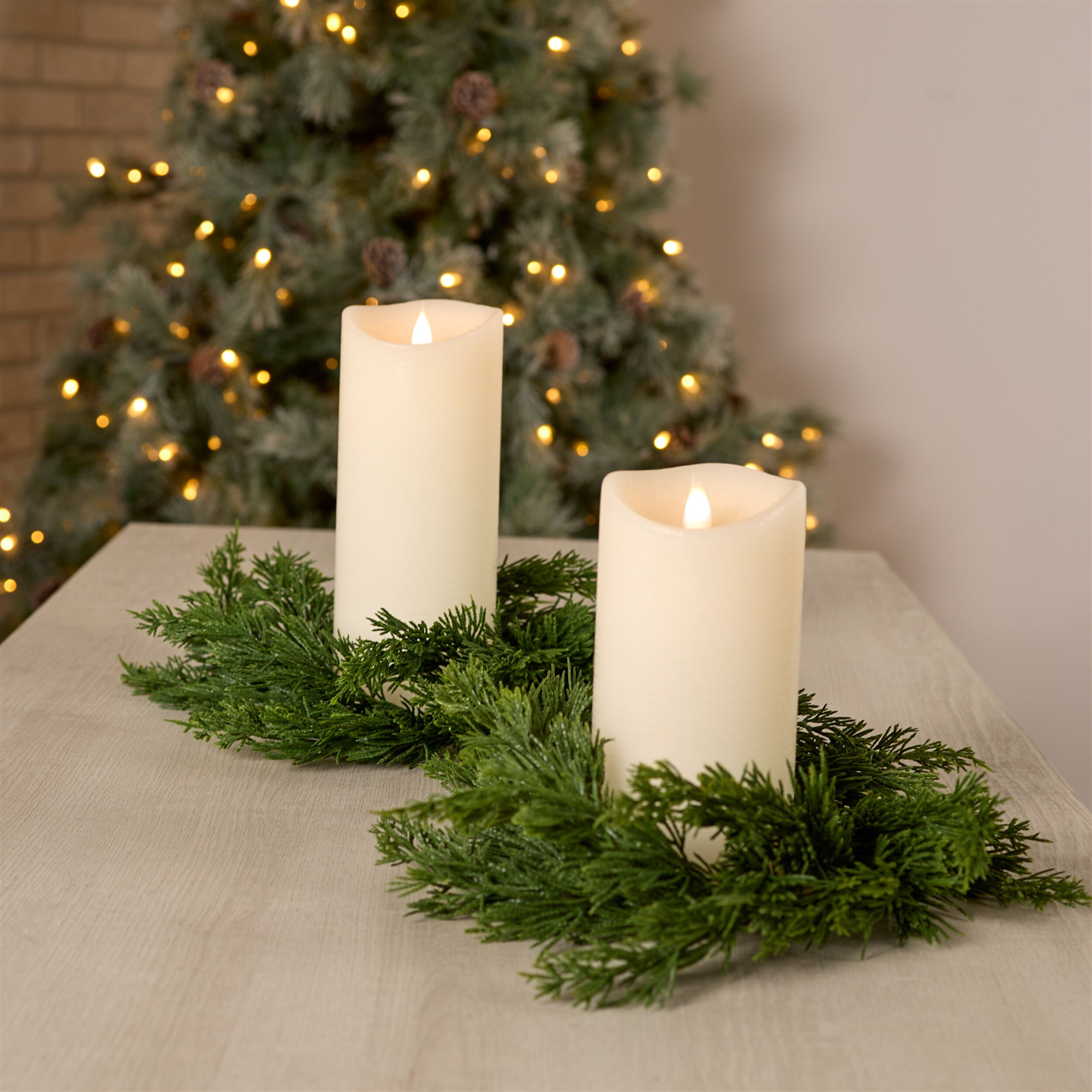Pine Candle Ring (Set of 2), GREEN, alternate image number 5