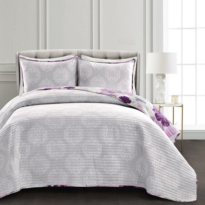 Lush Décor Leah Quilt Blue 3Pc Set, , alternate image number null