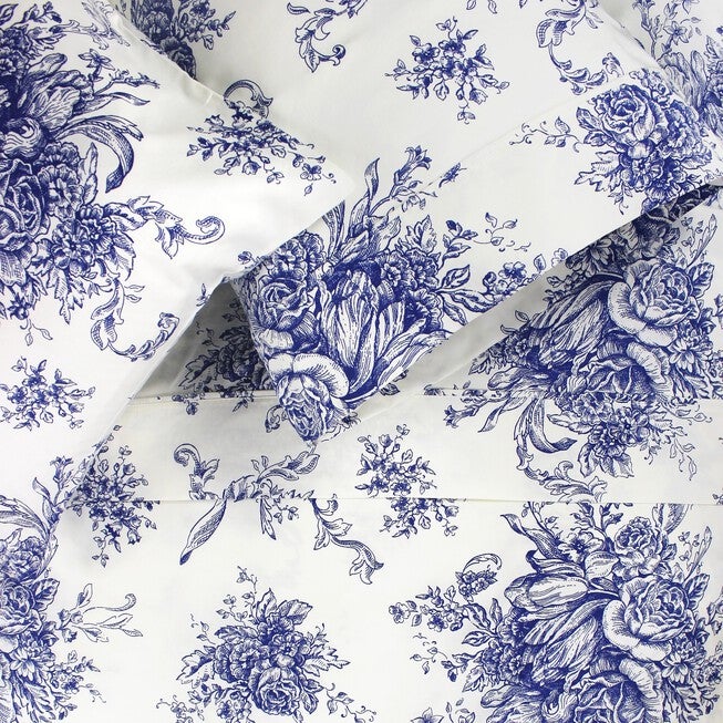 Toile Cotton Sheet Set, Navy, NAVY, hi-res image number 0