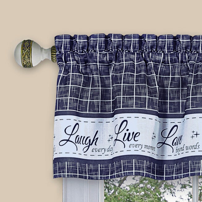 Live, Love, Laugh Window Curtain Tier Pair and Valance Set - 58x36, , alternate image number null