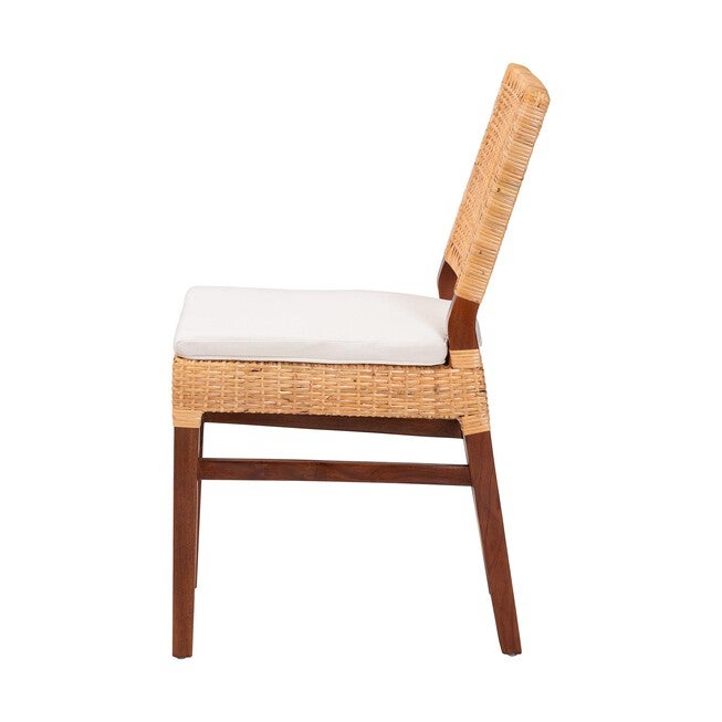 Lesia Natural Rattan Dining Chair with Cushion, BROWN, alternate image number 3