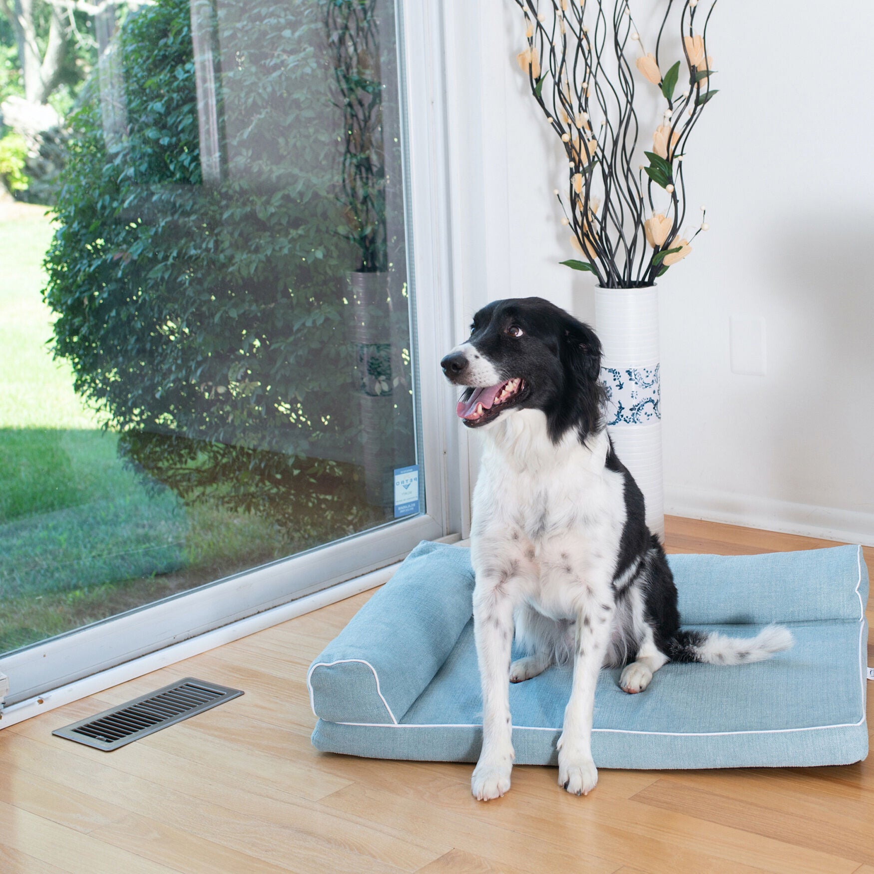 Bolstered Pet Bed Cushion With Poly Fill Cushion, Medium SoothIng Blue, , alternate image number 2