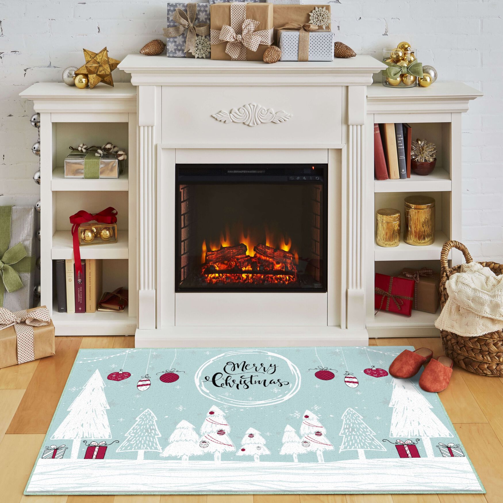 Merry Forest Light Blue Kitchen Rug, , alternate image number 7