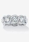 Platinum over Sterling Silver Cubic Zirconia Halo Eternity Bridal Ring, SILVER, hi-res image number null