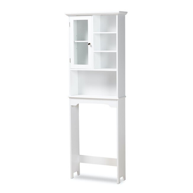 Campbell Wood Over The Toilet Bathroom Storage Cabinet Furniture, WHITE, hi-res image number 0