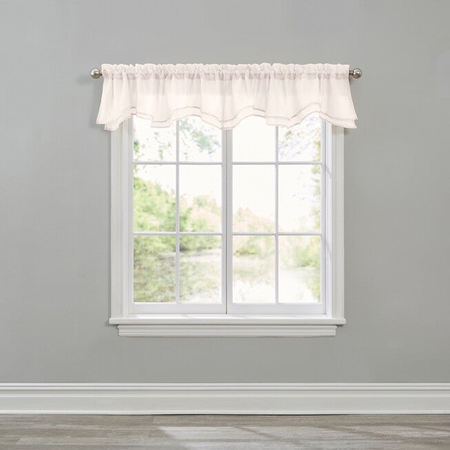 Crushed Voile Ascot Layered Valance, ECRU, hi-res image number 0