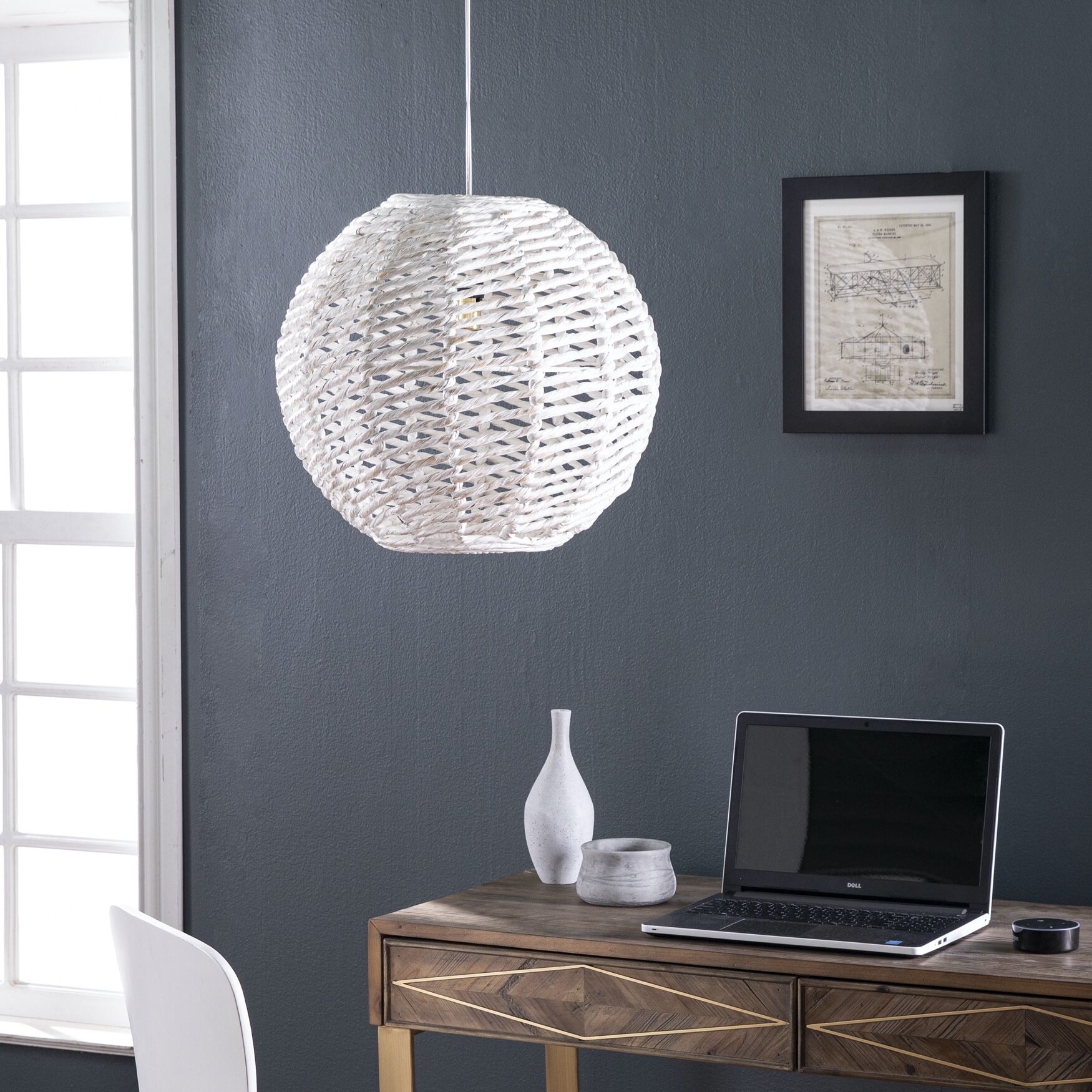 Cartaxo Round Pendant Shade, WHITE, hi-res image number 0