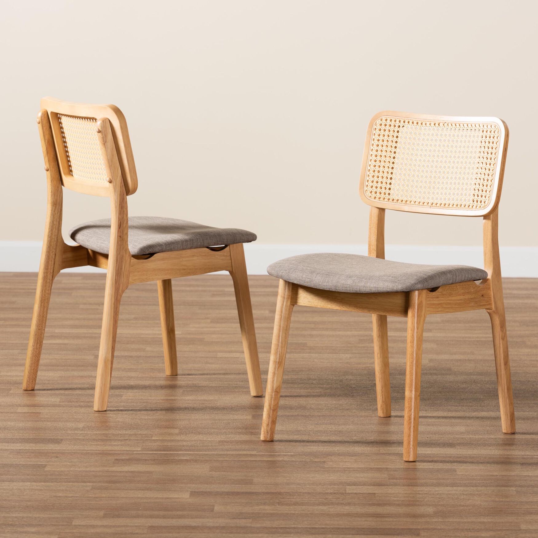 Dannon Mid-Century Modern Grey Fabric And Walnut Brown Finished Wood 2-Piece Dining Chair Set, , alternate image number 13