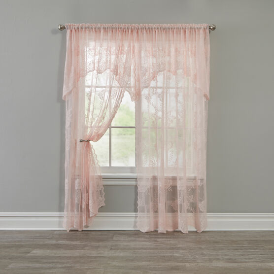 BH Studio Ella Floral Lace Panel with Attached Valance, BLUSH, hi-res image number null