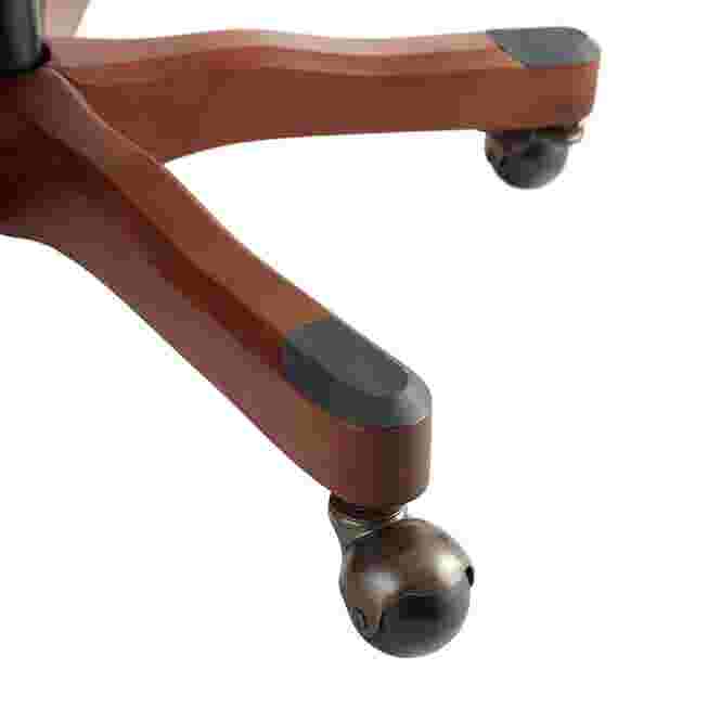 Wooden chair arm with caster wheel