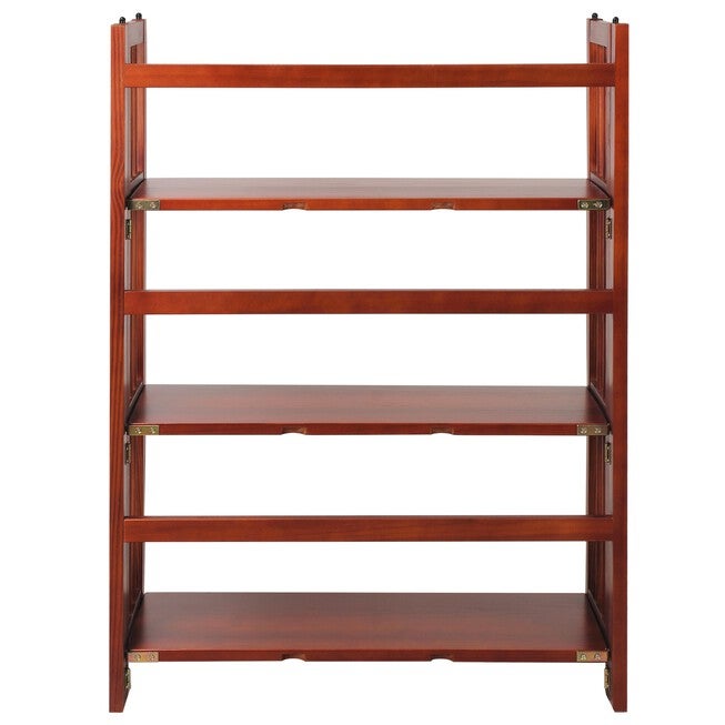 3-Shelf Folding Stackable Bookcase 27.5 inches Wide-Mahogany, , alternate image number null