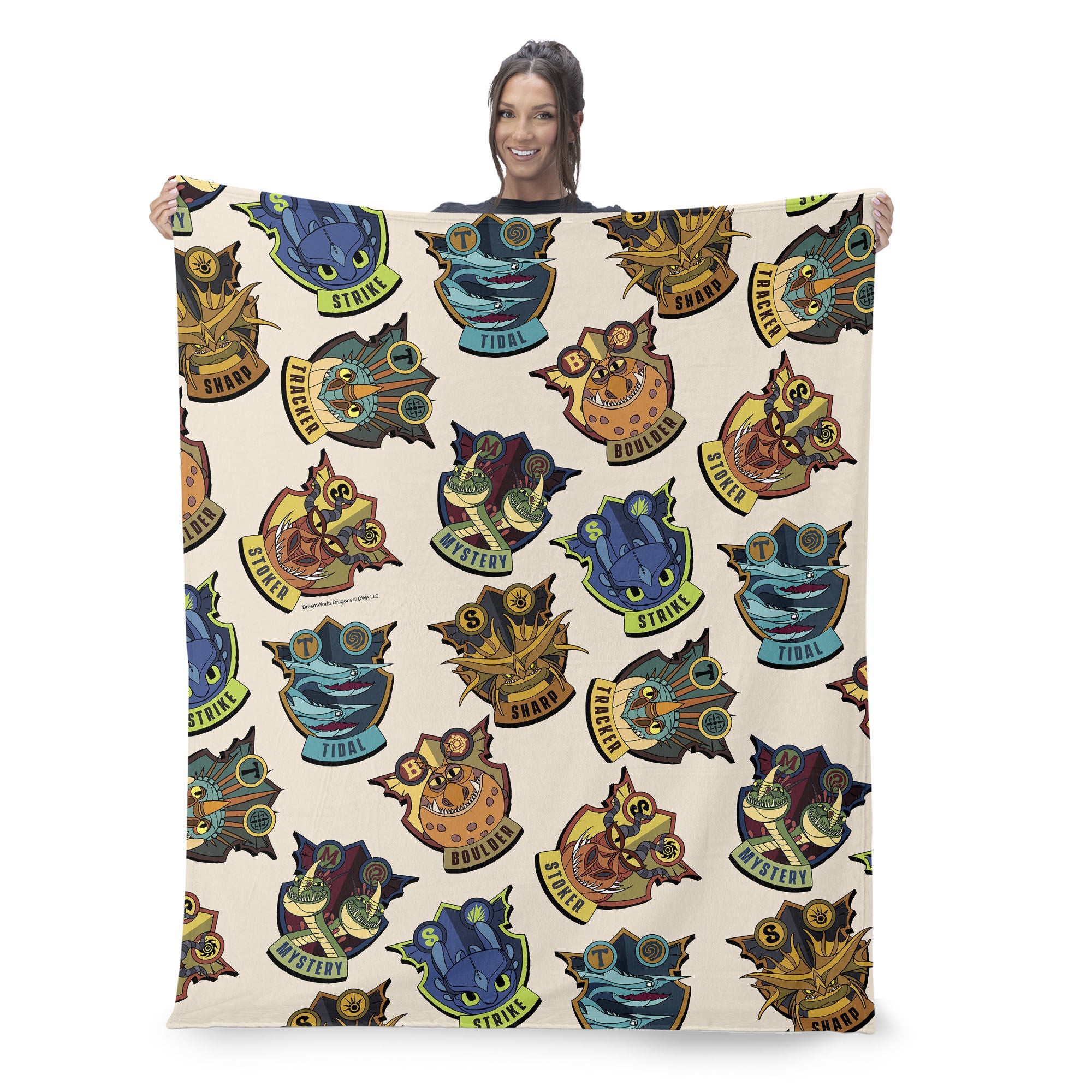 How to Train Your Dragon Dragon Badges Silk Touch Sherpa Throw Blanket 50x60 inches, BADGES, on-hover image number 1