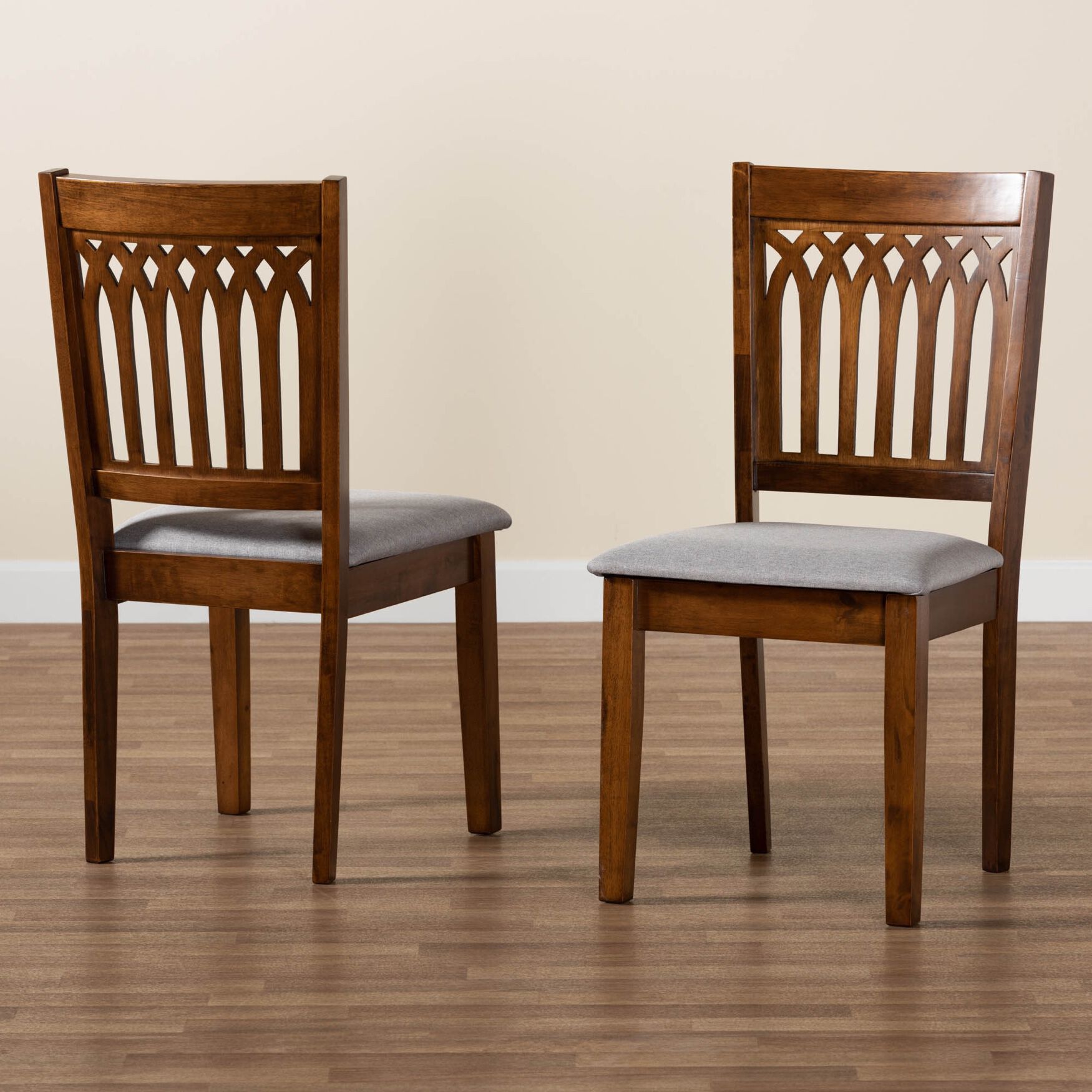 Genesis Modern Beige Fabric And Dark Brown Finished Wood 2-Piece Dining Chair Set, , alternate image number 20