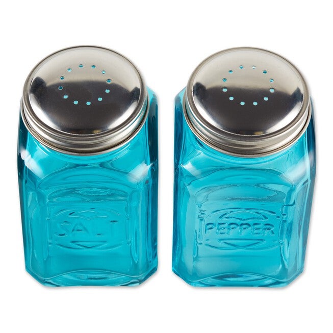 Retro Glass Salt & Pepper Set - Turquoise, , on-hover image number 1