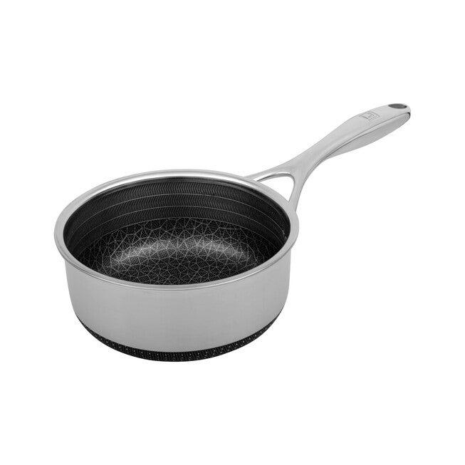 LIVWELL DiamondClad™ 1.5 Quart Hybrid Nonstick Stainless Steel Saucepan and Lid, Dishwasher Safe, PFOA-free – Silver/Black, SILVER, alternate image number 3