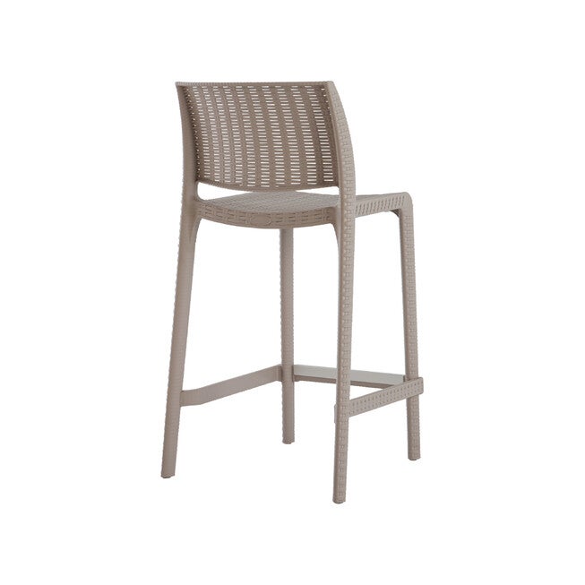 Outdoor stackable counter stool with woven back and light frame