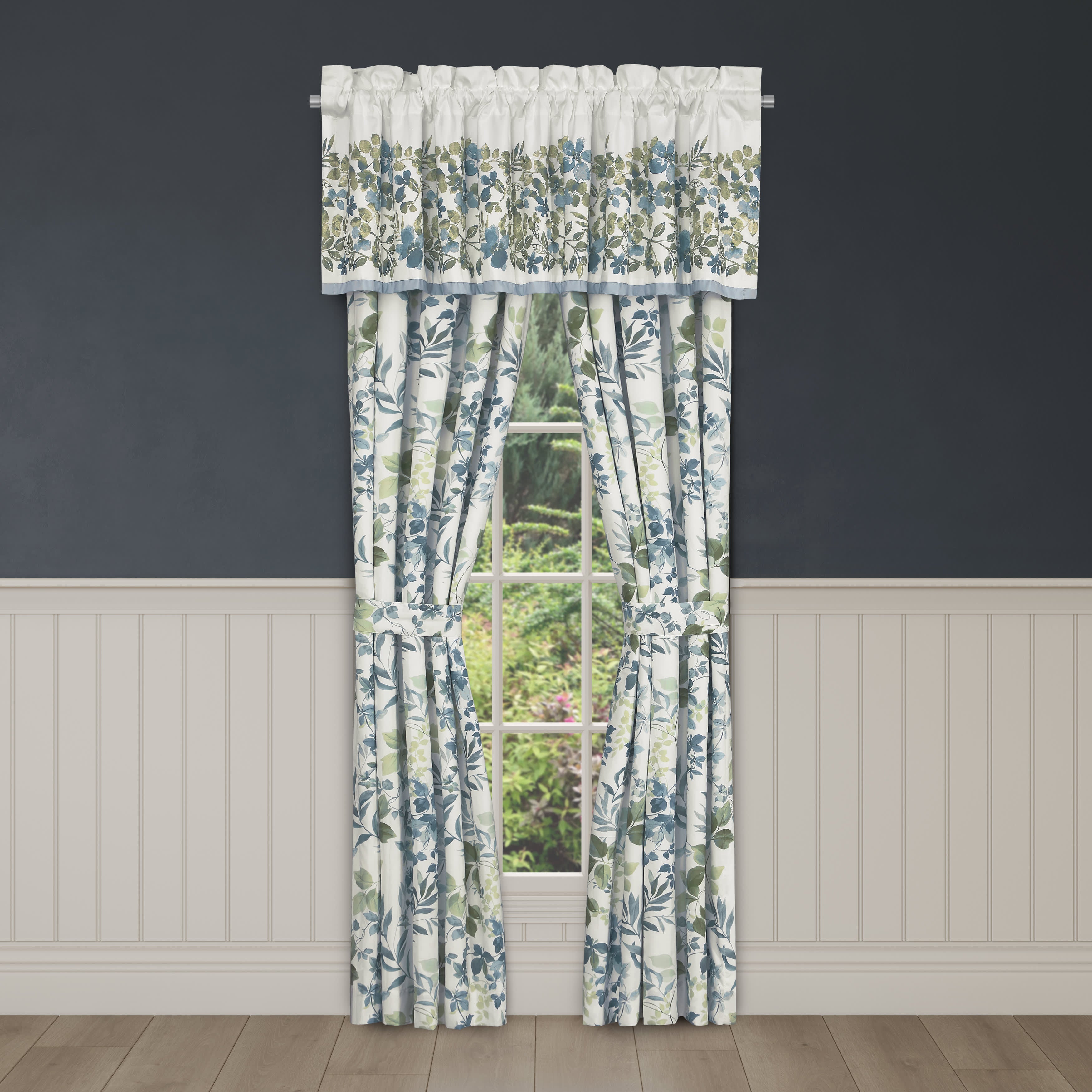 Evergreen Blue 84 Inch Window Panel Pair, BLUE, hi-res image number 0