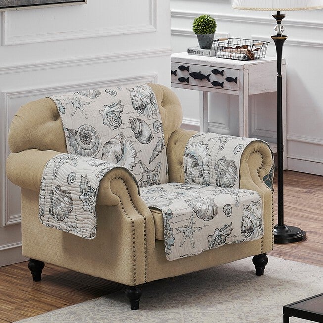 Cruz armchair furniture protector with nautical line-art print