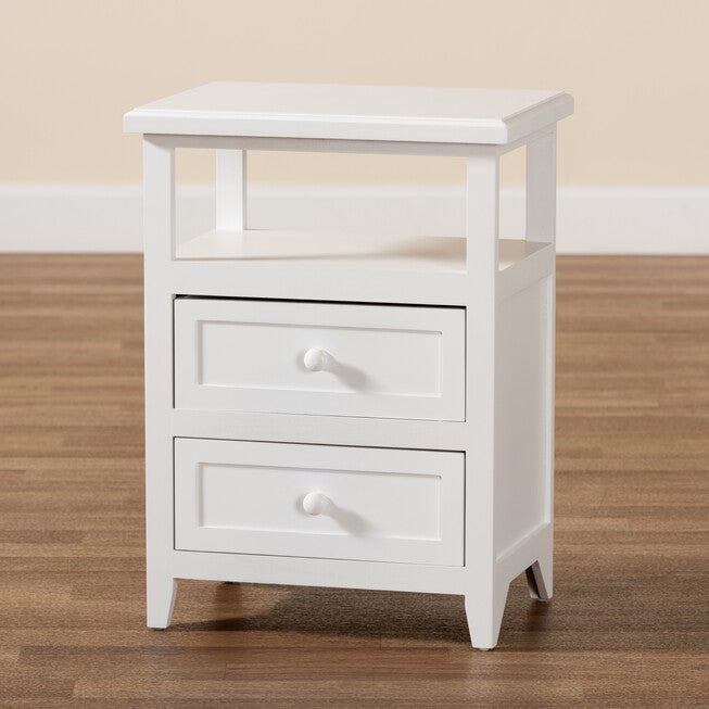 Karsen Modern And Contemporary White Finished Wood 2-Drawer Nightstand, , alternate image number null