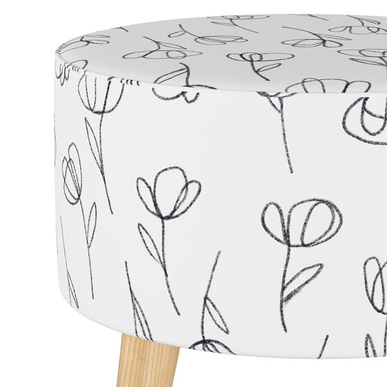 Contoured Tulips Round Ottoman with Splayed Legs, , alternate image number null