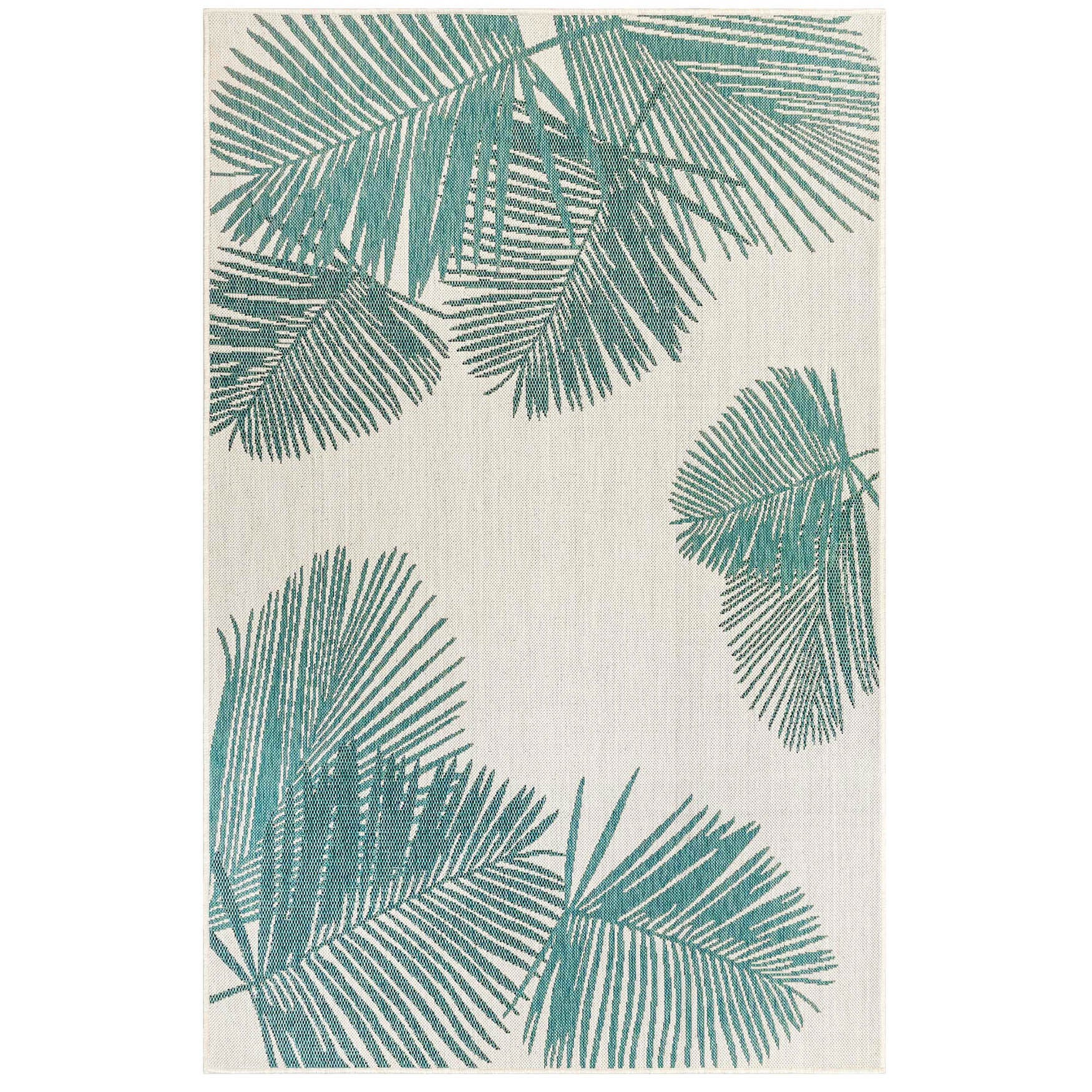 Liora Manne Carmel Palm Indoor/Outdoor Rug, AQUA, hi-res image number 0