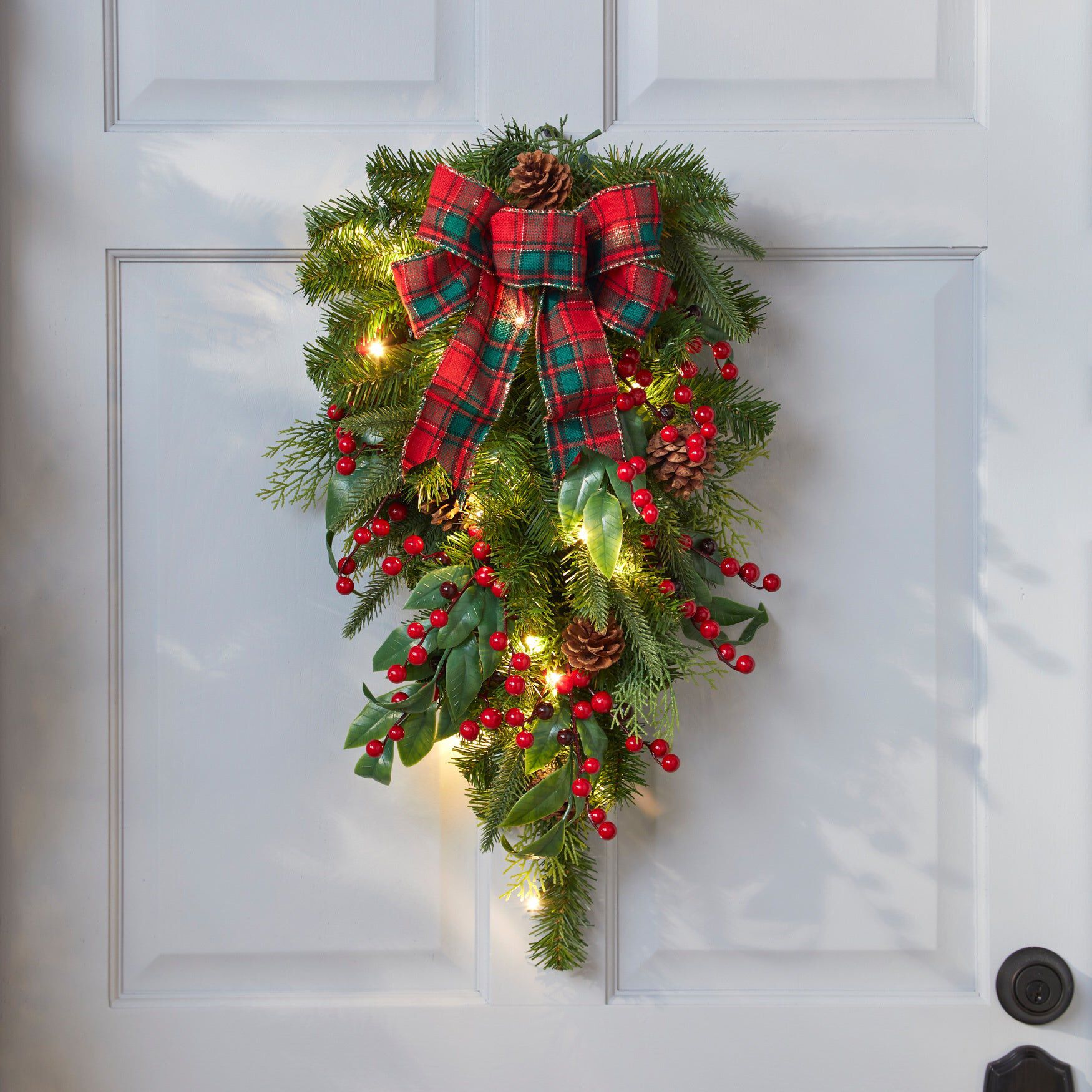 24 inches Pre-Lit Celeste Vertical Swag, PLAID, hi-res image number 0