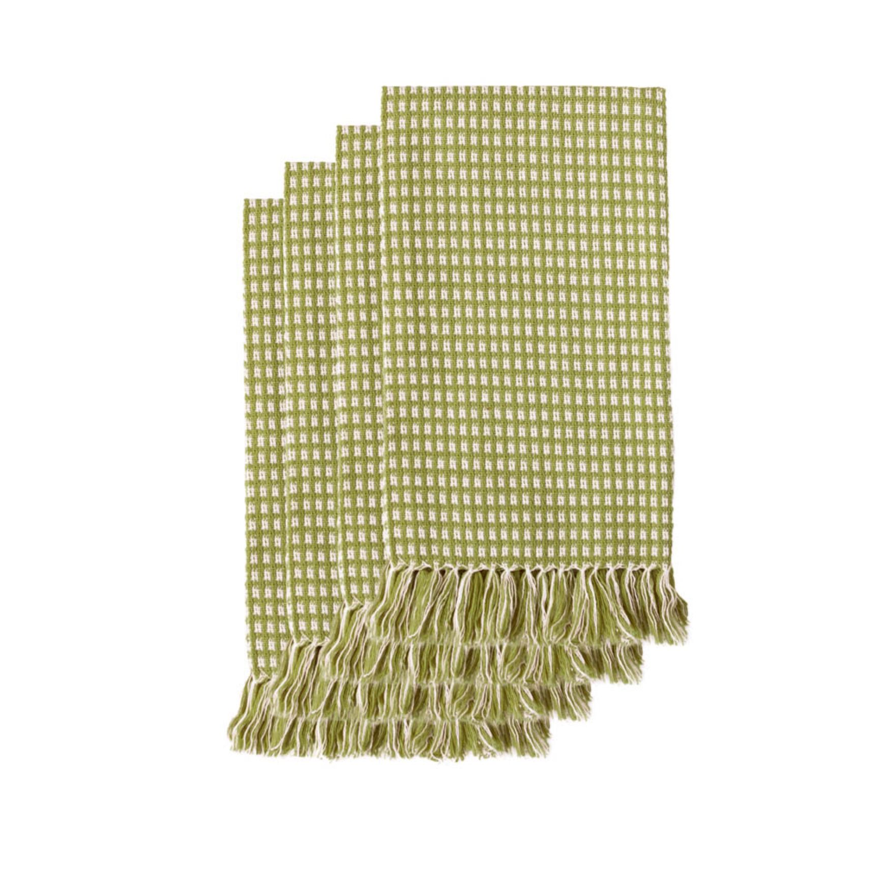 HOMESPUN FRINGED Napkins 4 PK18X18, SAGE, hi-res image number 0
